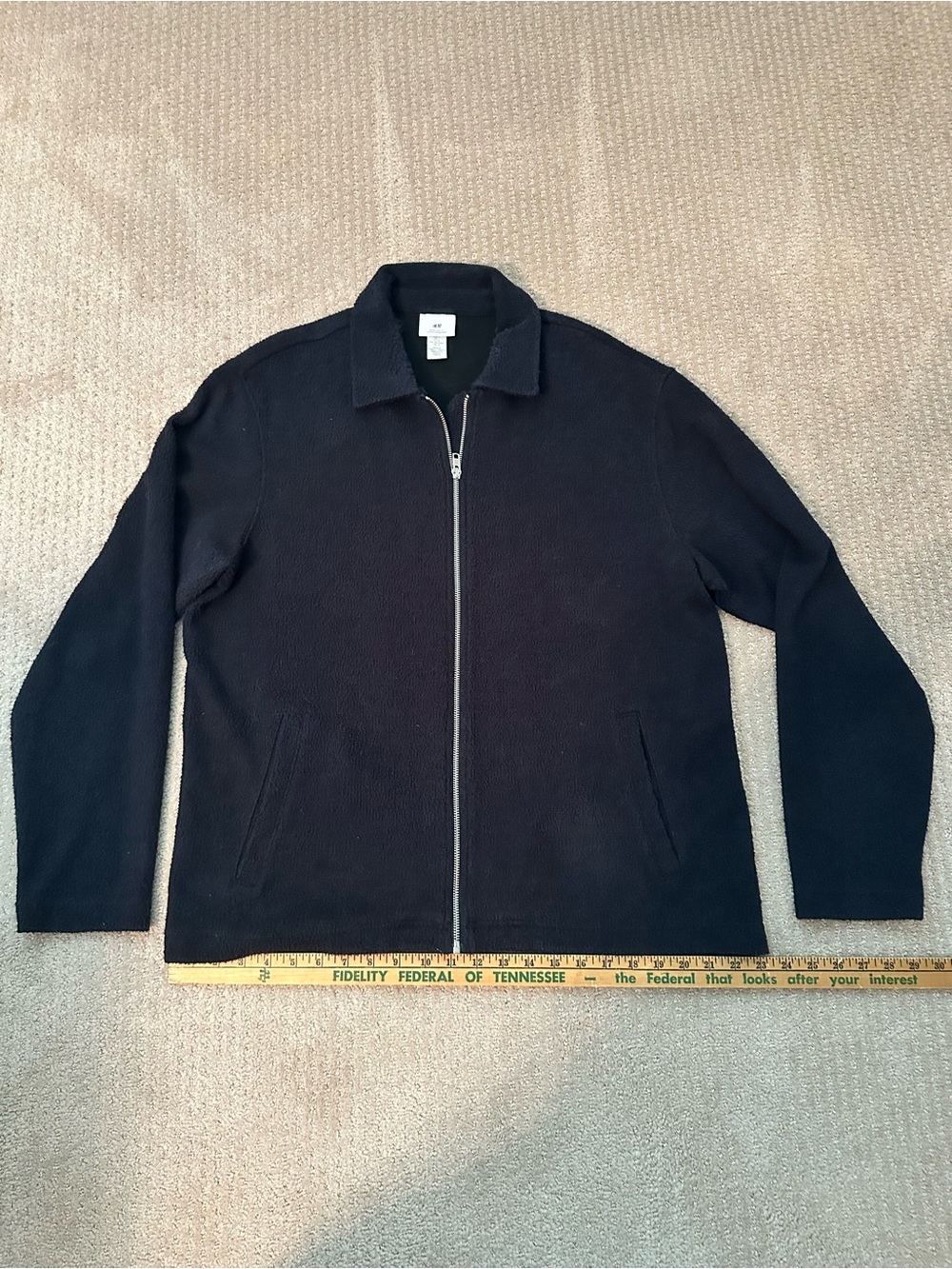 H&M Black Zip-Up Collared Knit Sweater
